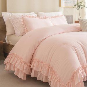 Petal Pink California King Size Bed Comforter Set Blush French Chic Bedding New
